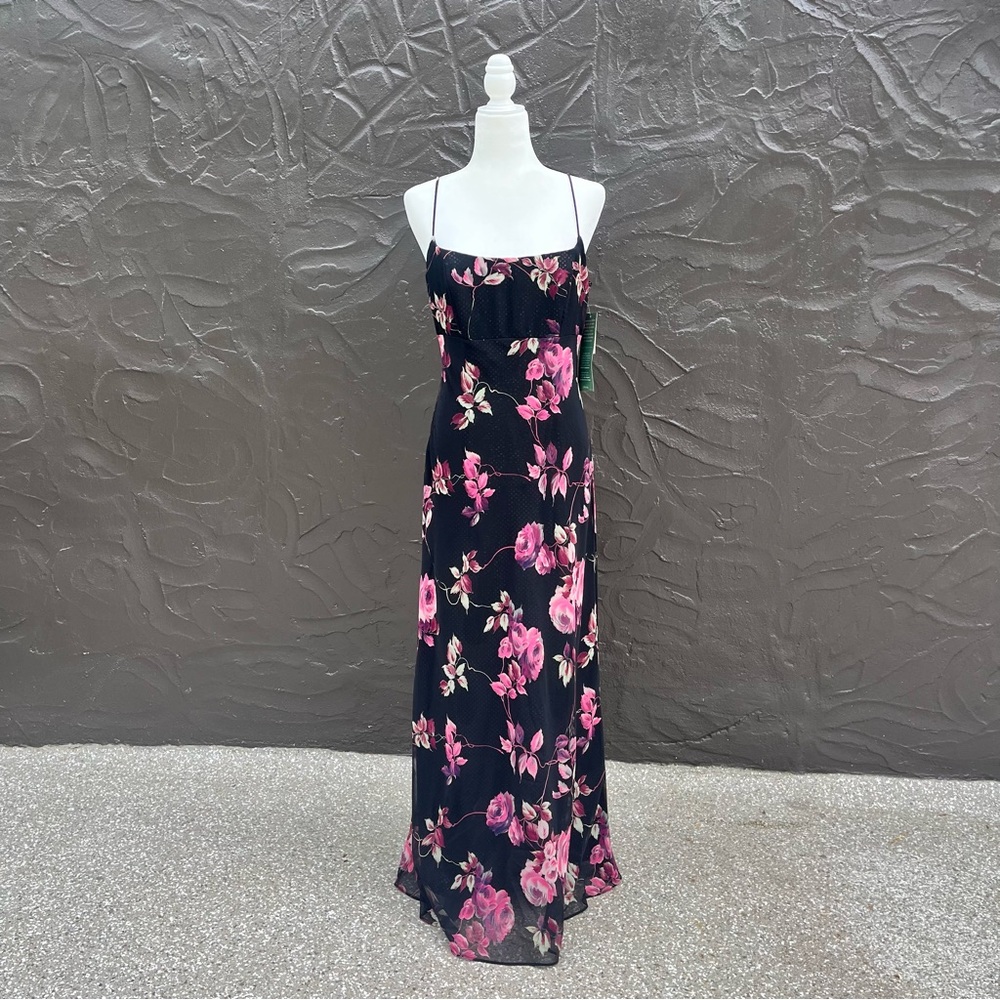 Vintage Betsy & Adam Y2K black floral wedding party prom dress women’s size 12
